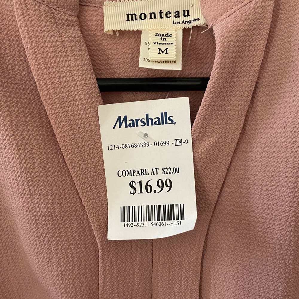 NEW M MONTEAU Pale Dusty Mauve Summer Shirtdress